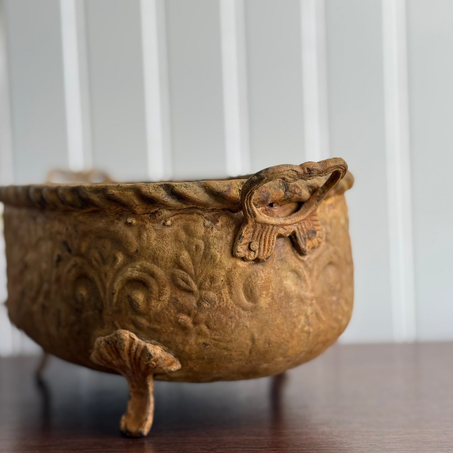 Vintage Rustic Metal Footed Planter