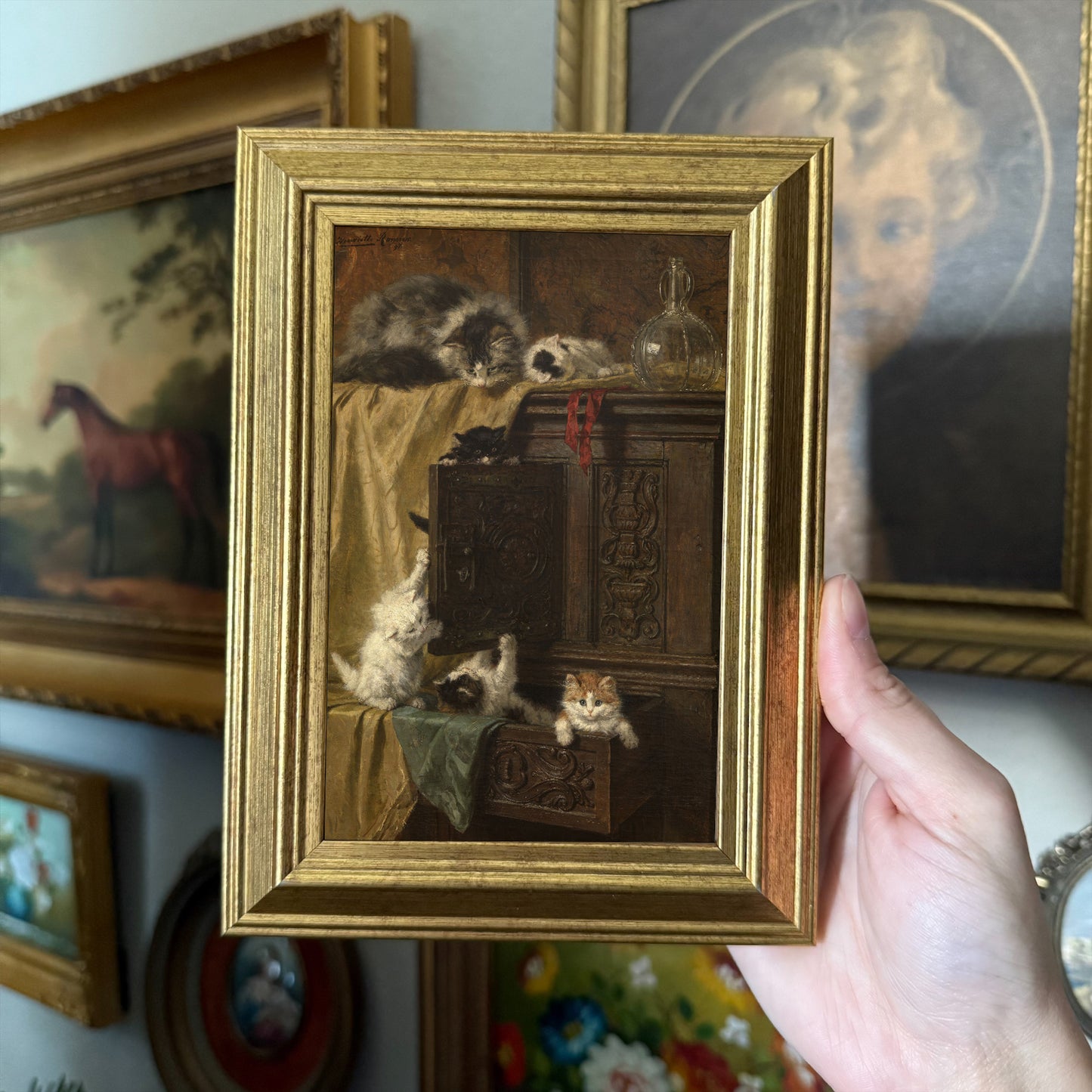 Vintage Style Kitties on dresser Print gallery wall