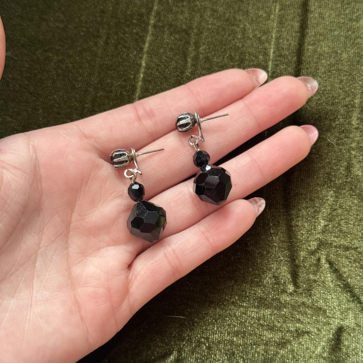 Vintage Art Deco Glass dangle pierced earrings
