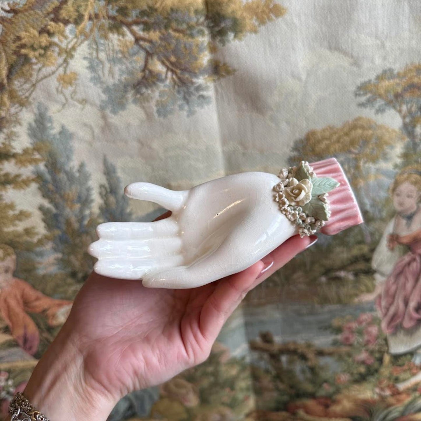 Vintage Ceramic Hand with Floral Detailing