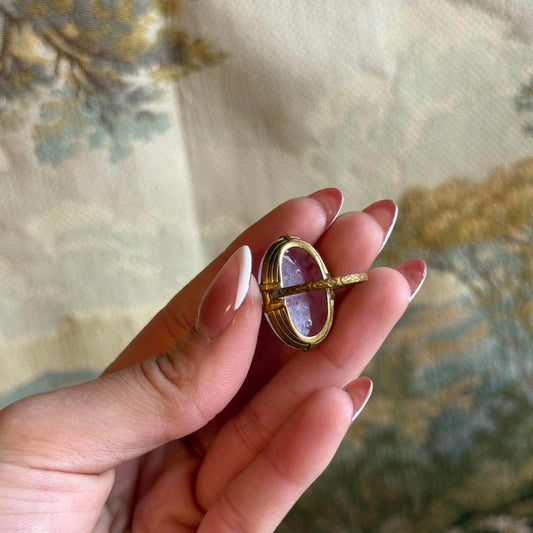 Vintage Pink Plastic Brass Ring