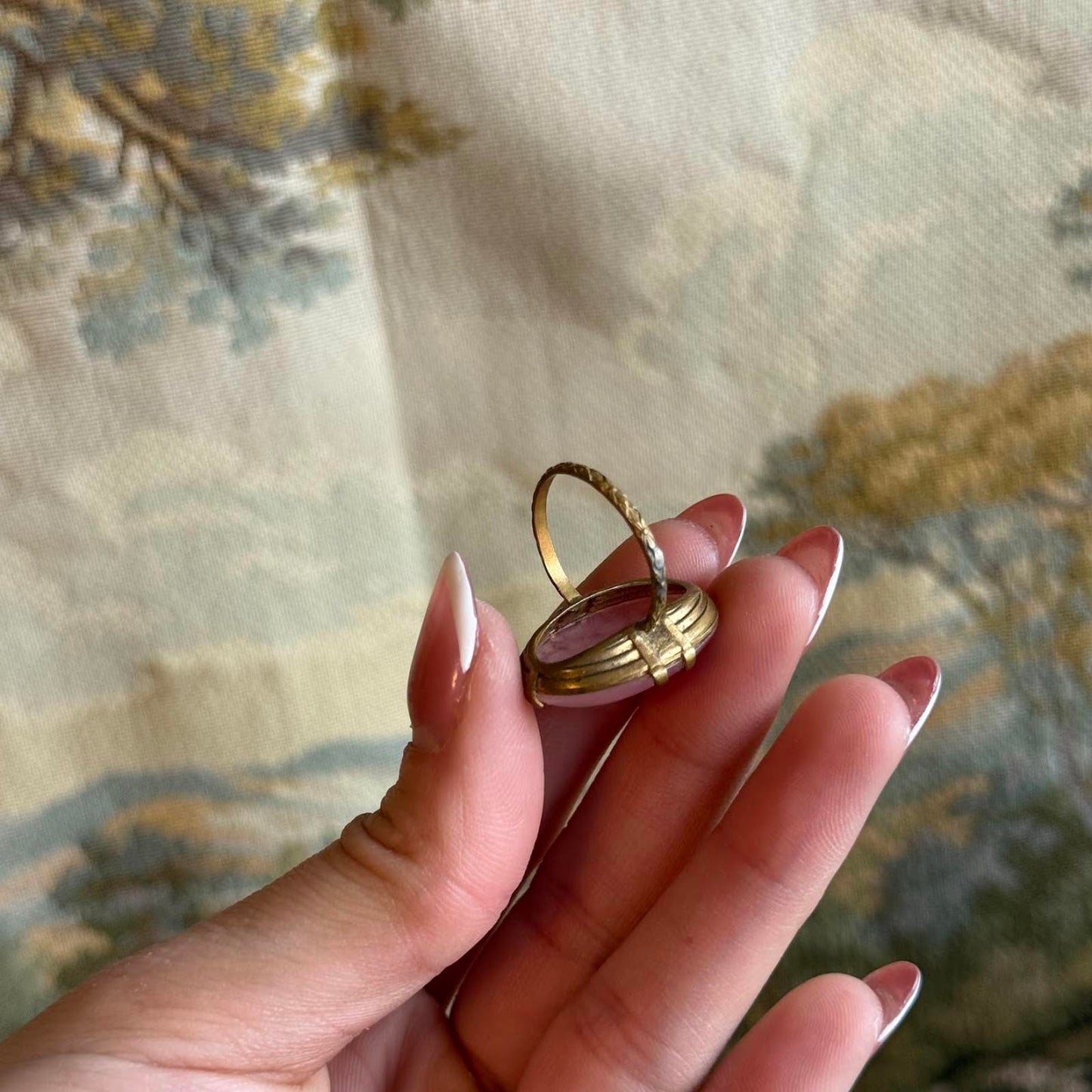 Vintage Pink Plastic Brass Ring