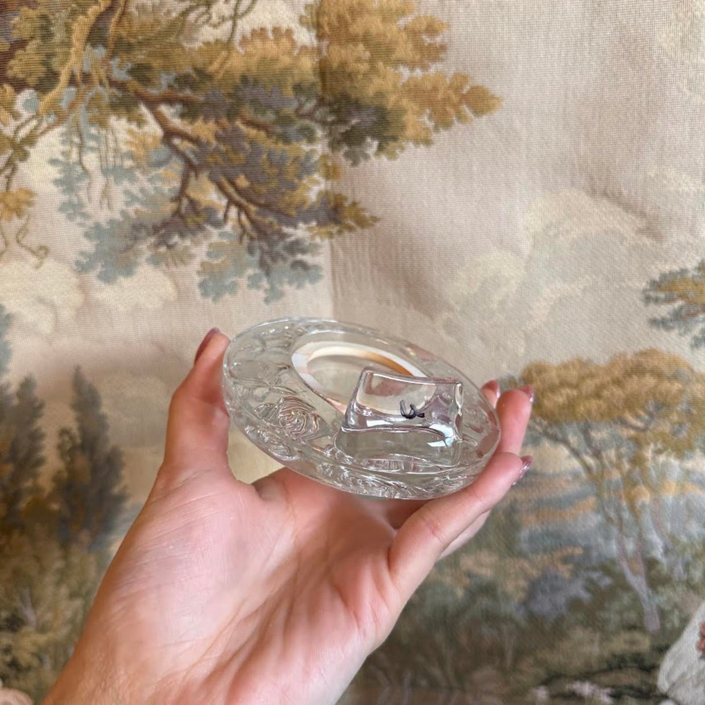 Vintage Oval Glass Floral Frame