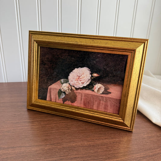 Pink Flowers on Table Art Print Gallery Wall