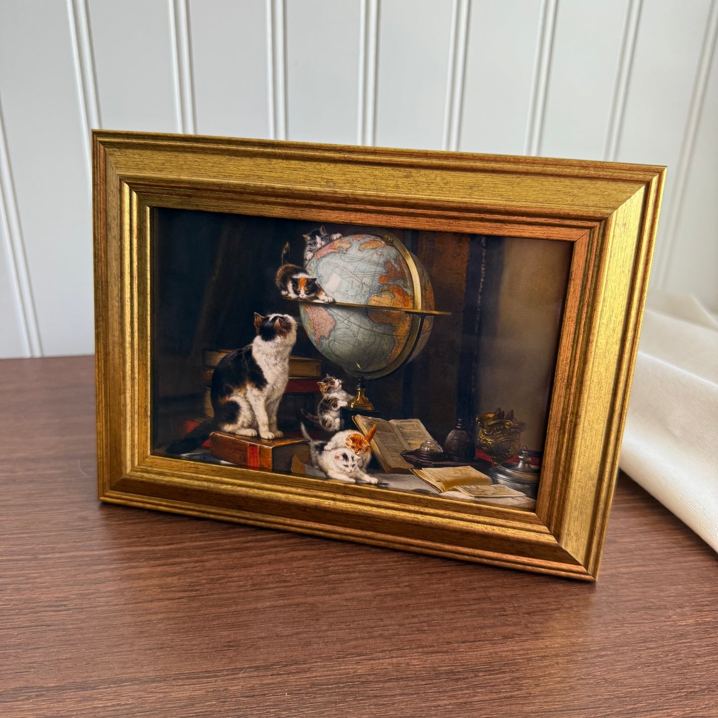 Kitties and World Globe Art Print Gallery Wall
