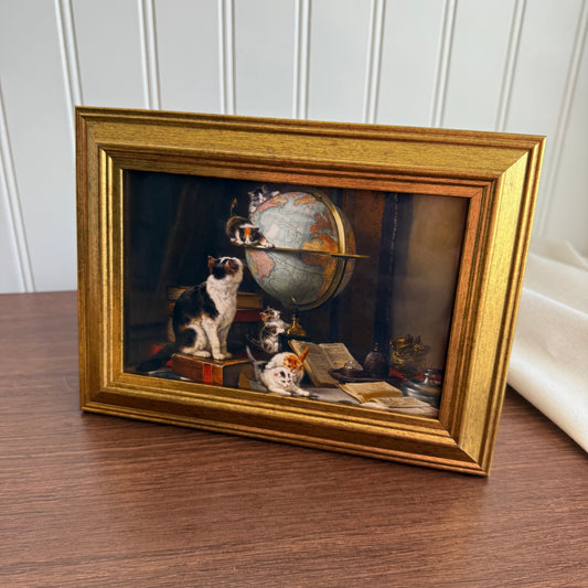 Kitties and World Globe Art Print Gallery Wall