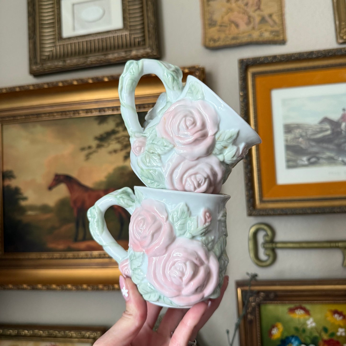 Vintage Avon 1998 Cherub Angel And Roses Pastel Teacup set