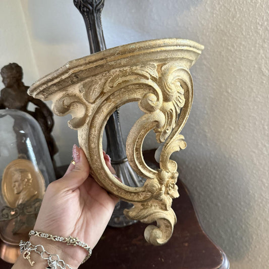 Vintage MCM Gold Plastic Wall shelve Sconce