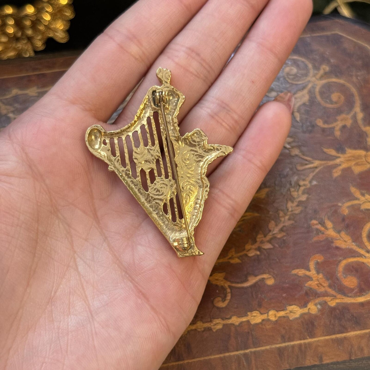 Vintage 1928 Cherub & Harp Pin Brooch