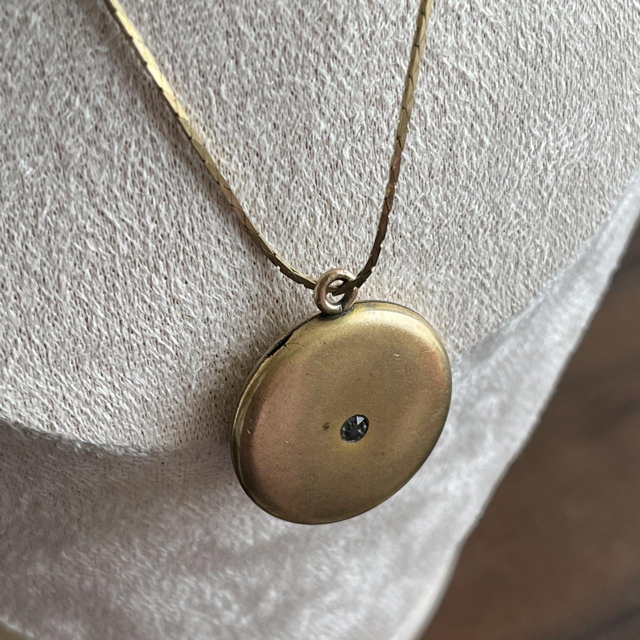 Vintage W&H Co Gold Filled Paste Double Frame Locket Pendant necklace