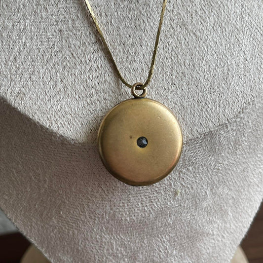 Vintage W&H Co Gold Filled Paste Double Frame Locket Pendant necklace