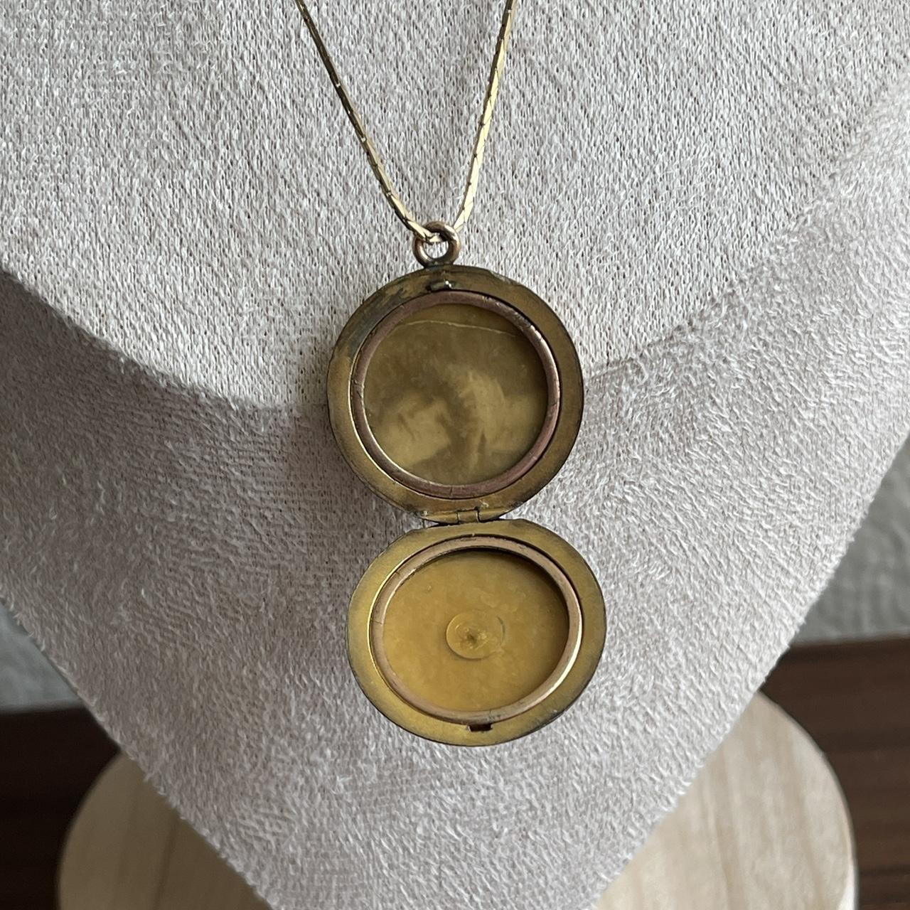 Vintage W&H Co Gold Filled Paste Double Frame Locket Pendant necklace