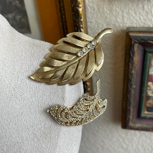 Vintage gold tone Hair clip pieces Set