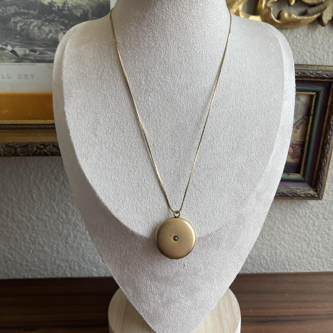 Vintage W&H Co Gold Filled Paste Double Frame Locket Pendant necklace