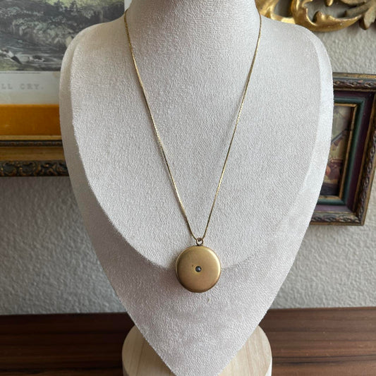 Vintage W&H Co Gold Filled Paste Double Frame Locket Pendant necklace