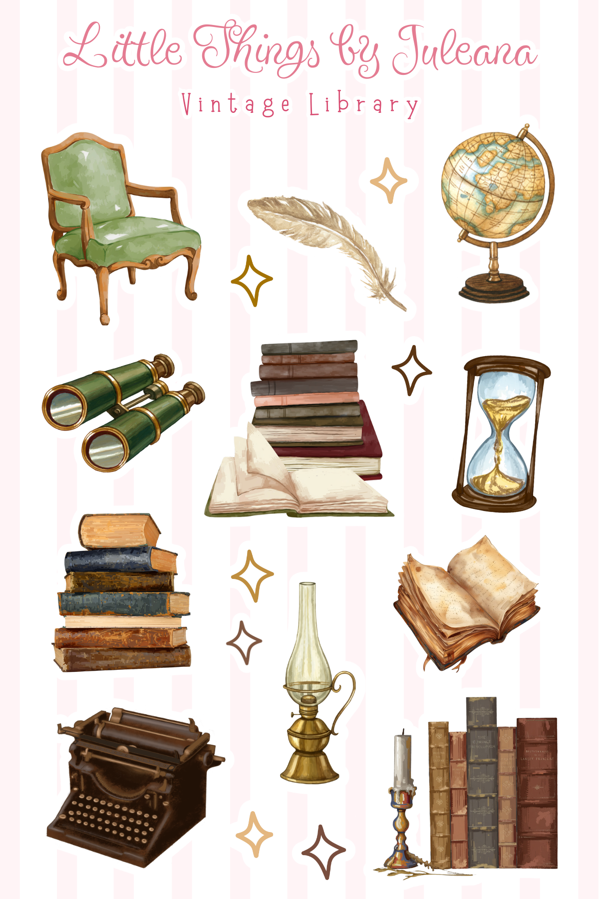 Vintage Library Sticker Sheet