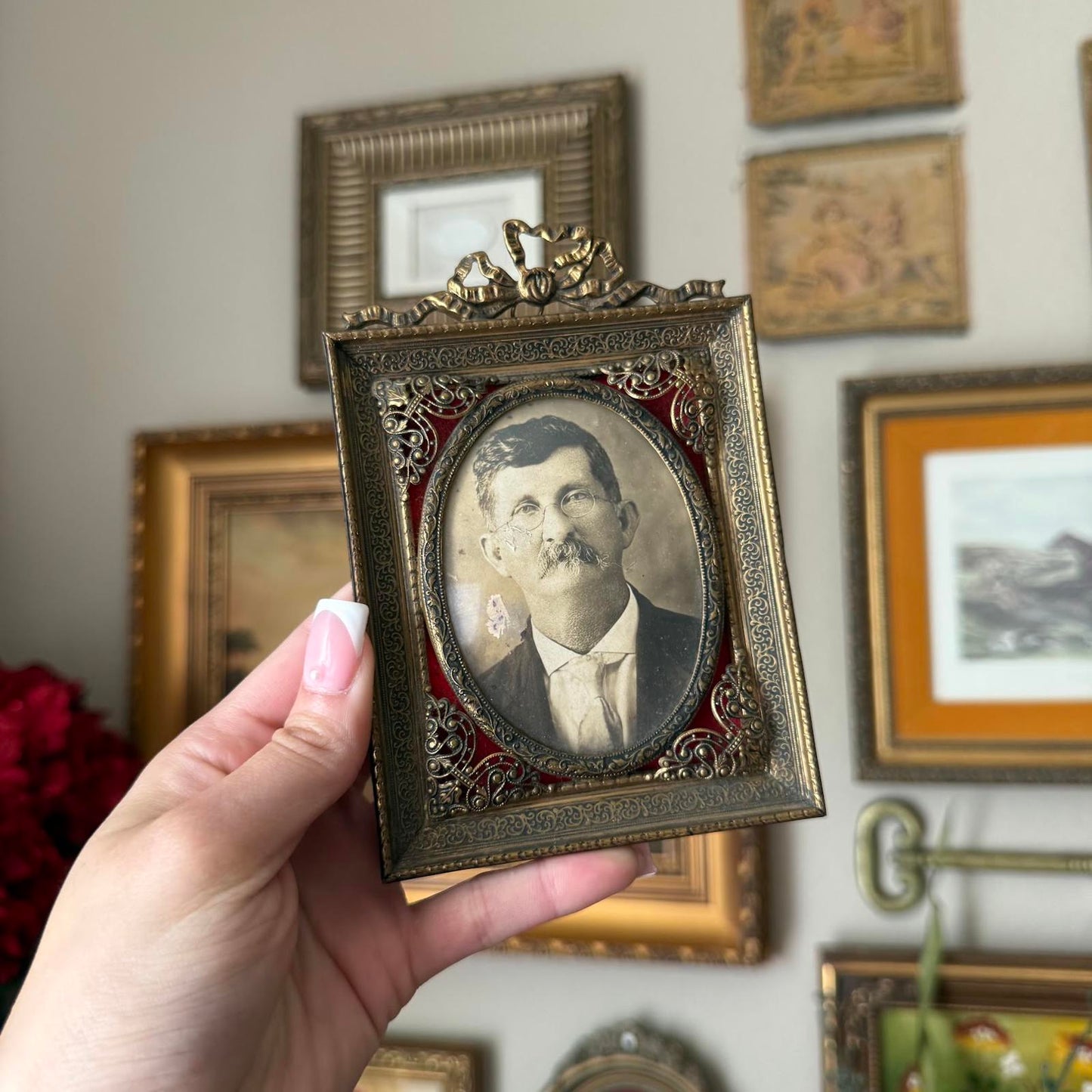 Vintage Portrait of a Man in Metal Frame