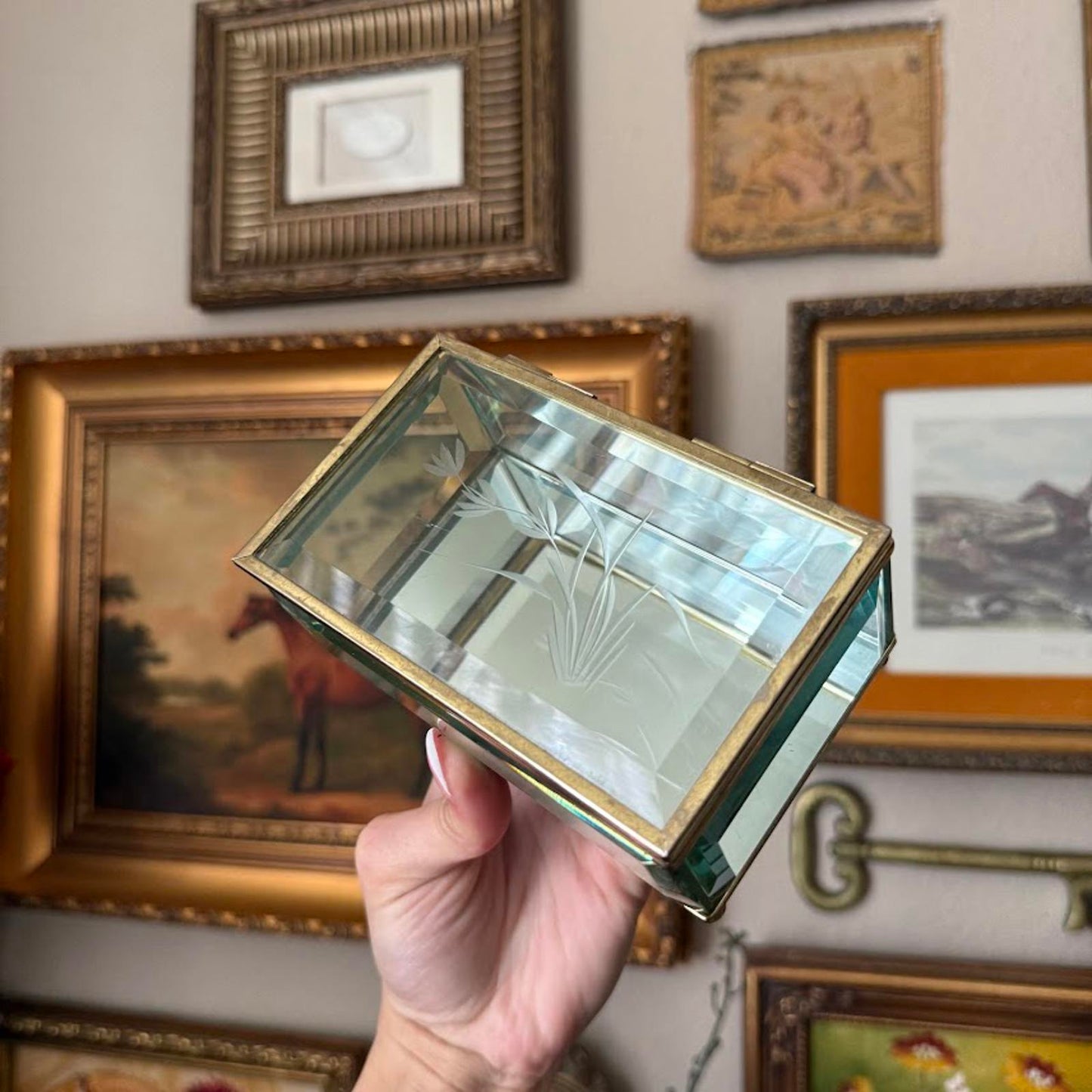 Vintage Glass and Mirrored Jewelry Box