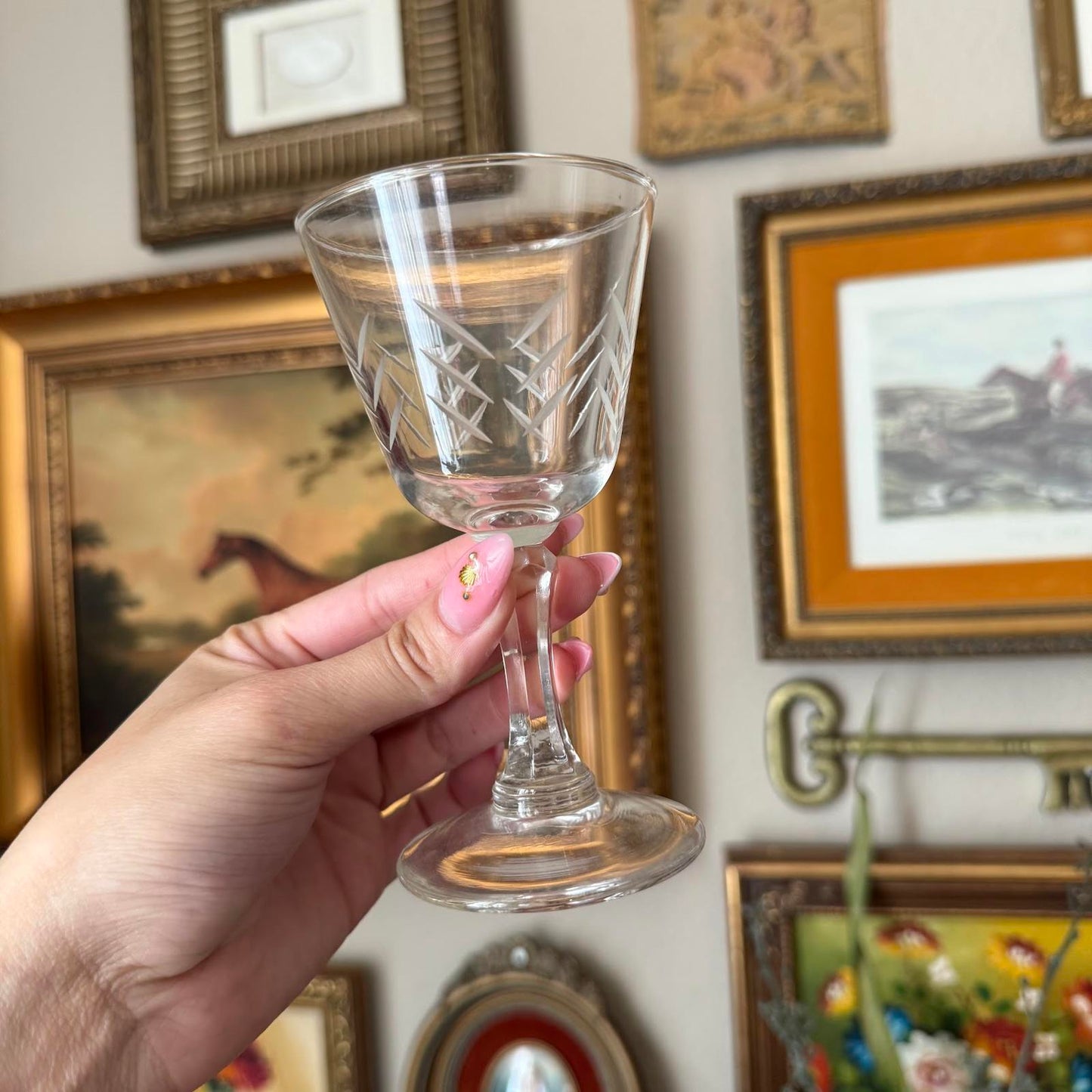 Vintage Etched Wine Glasses