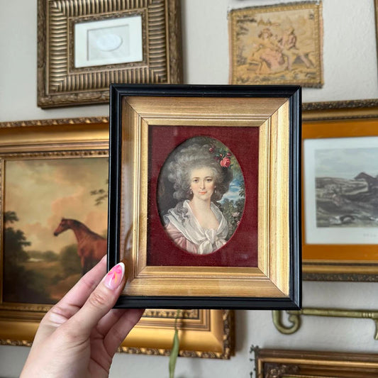 Vintage Portrait of a Woman in Black and Gold Frame