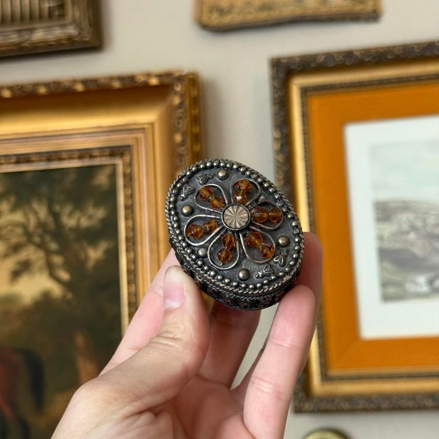 Vintage Mini Metal Trinket Box