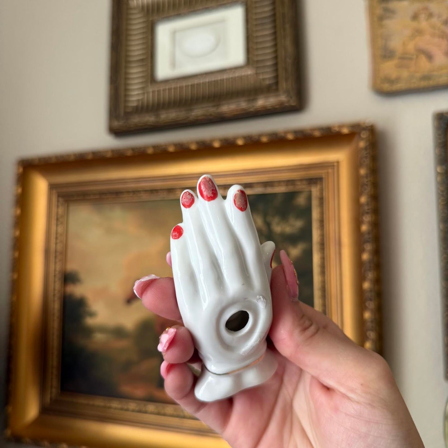 Vintage Milk Glass Open Hand Trinket Dish