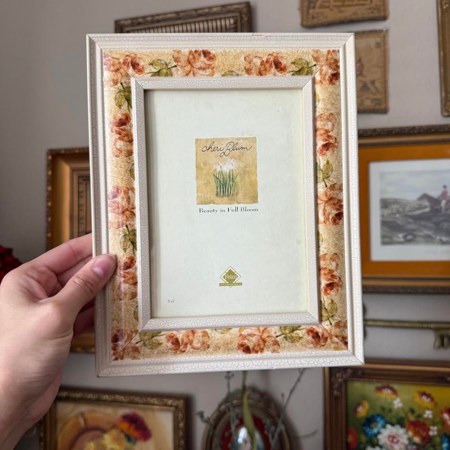 Vintage Cream and Floral Frame