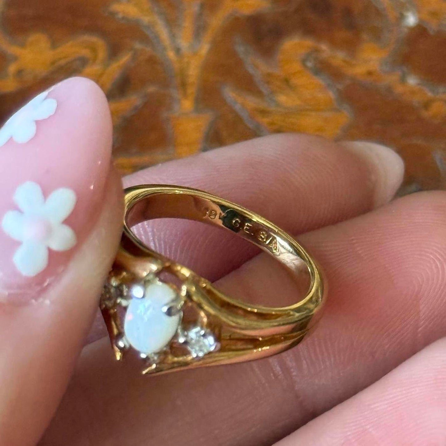 Vintage Gold Electroplated Opal Ring
