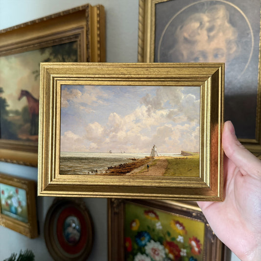 Vintage Style Ocean Shore LightHouse painting Art Print gallerywall Vintage painting, nursery wall decor, antique wall art, boys room