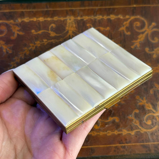 Vintage Mother of Pearl Gold Tone Compact