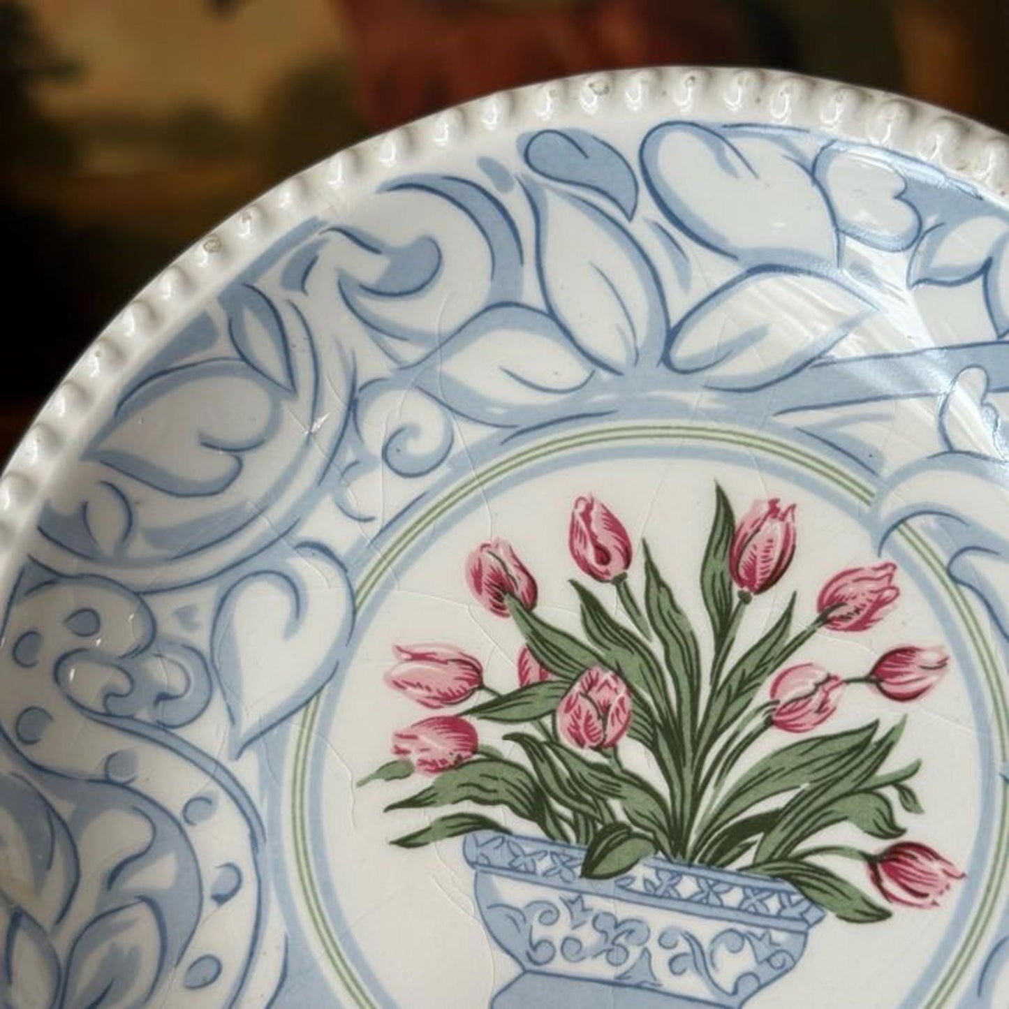 Vintage Floral and Blue Trinket Dish