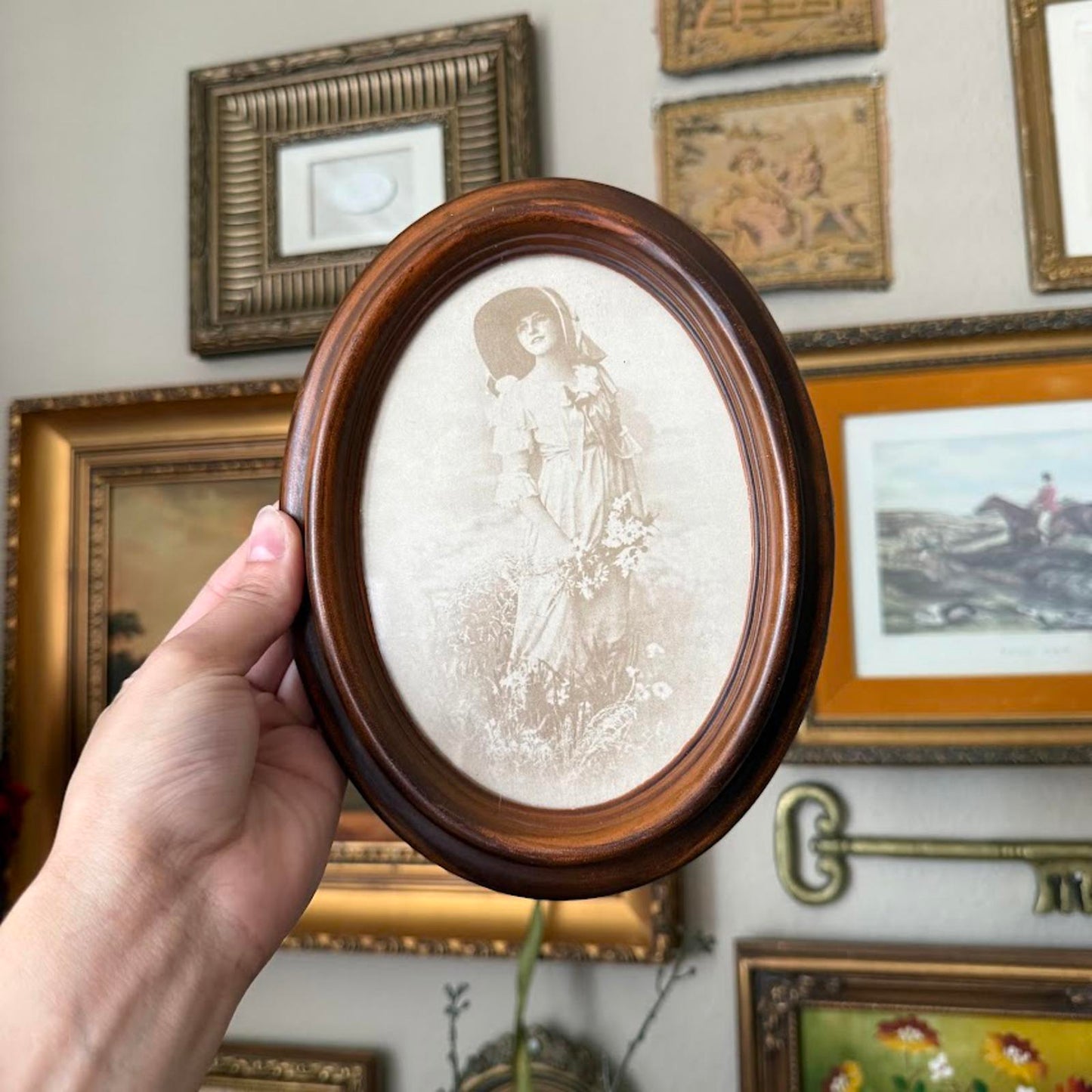 Vintage Portrait Print in Oval Frame