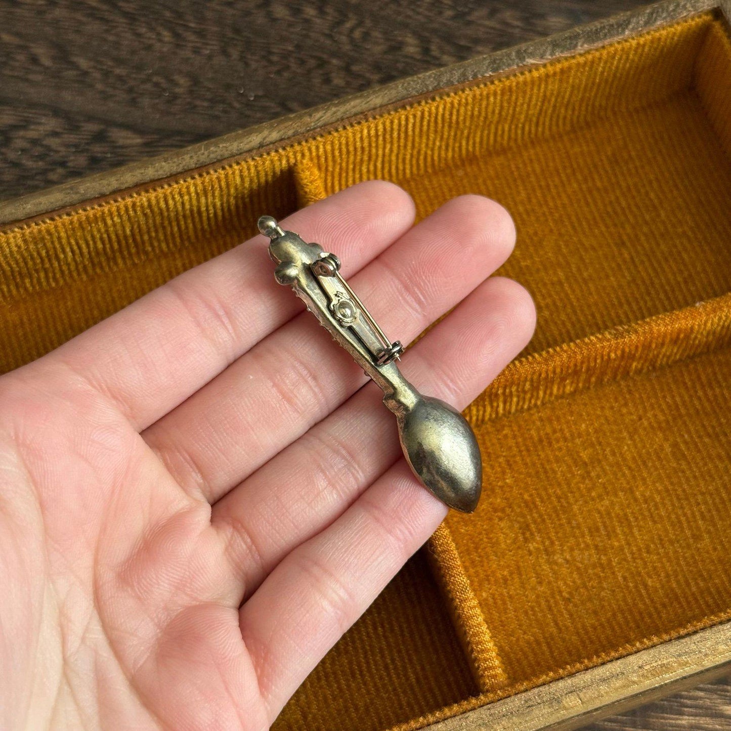 Vintage rhinestone spoon brooch