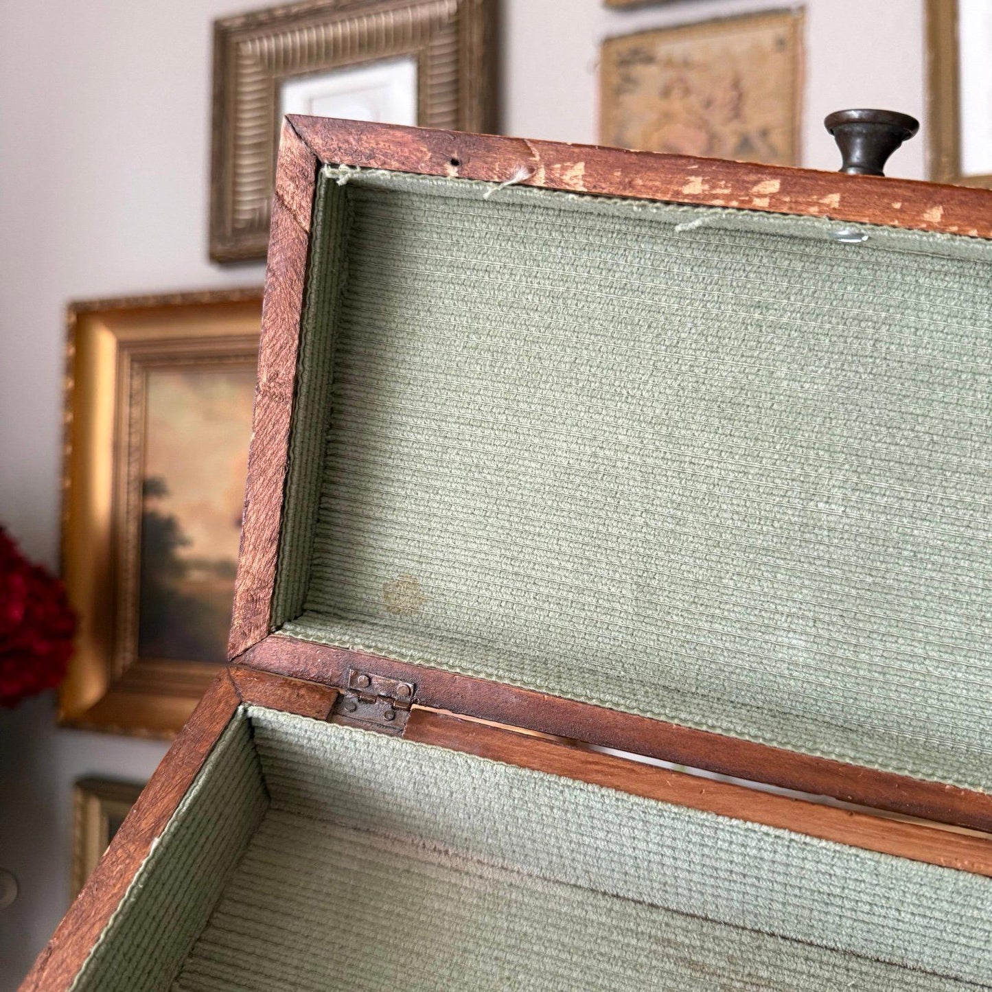 Vintage Wooden Box with metal hardware