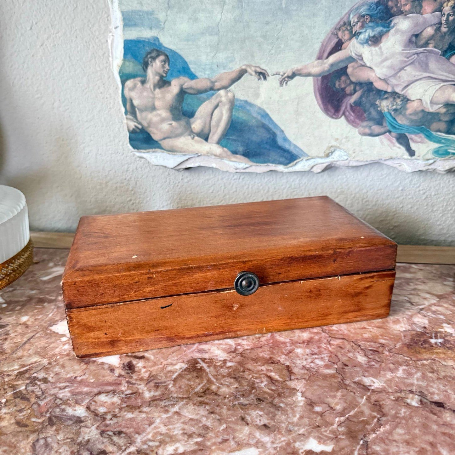 Vintage Wooden Box with metal hardware