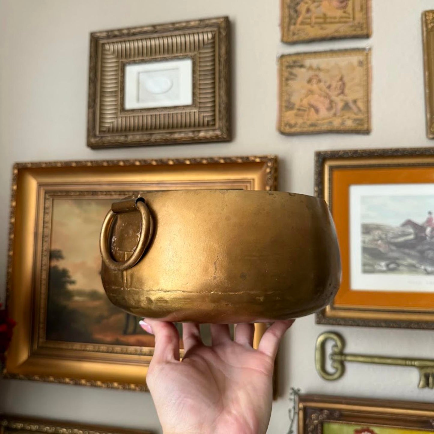 Vintage Copper Bowl with Handles