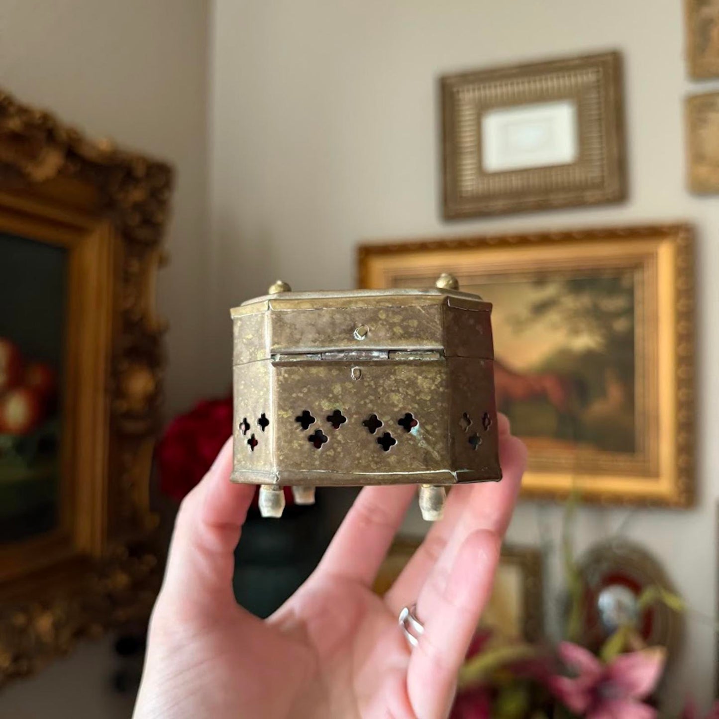 Vintage Brass Cricket Box