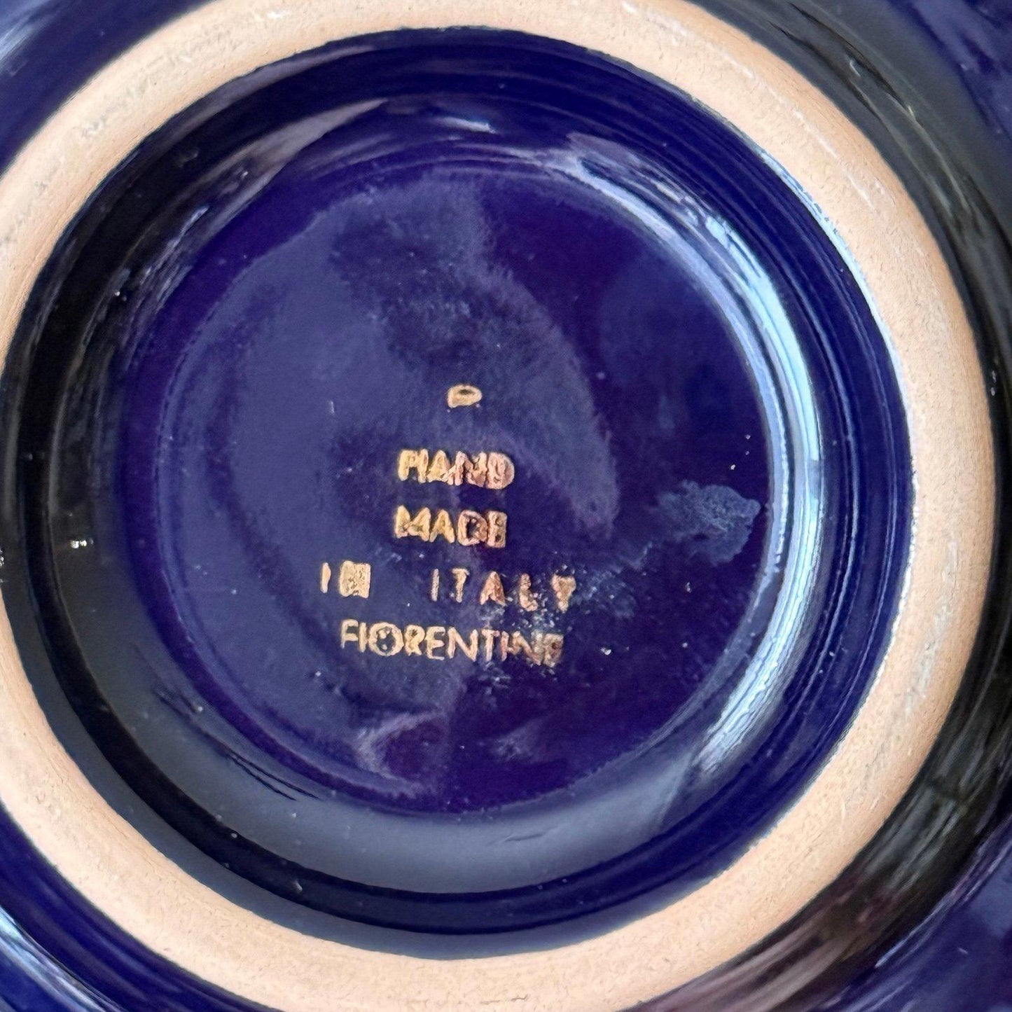 Vintage Courtship Cupid Cobalt Blue Ceramic Glazed Florentine Italy