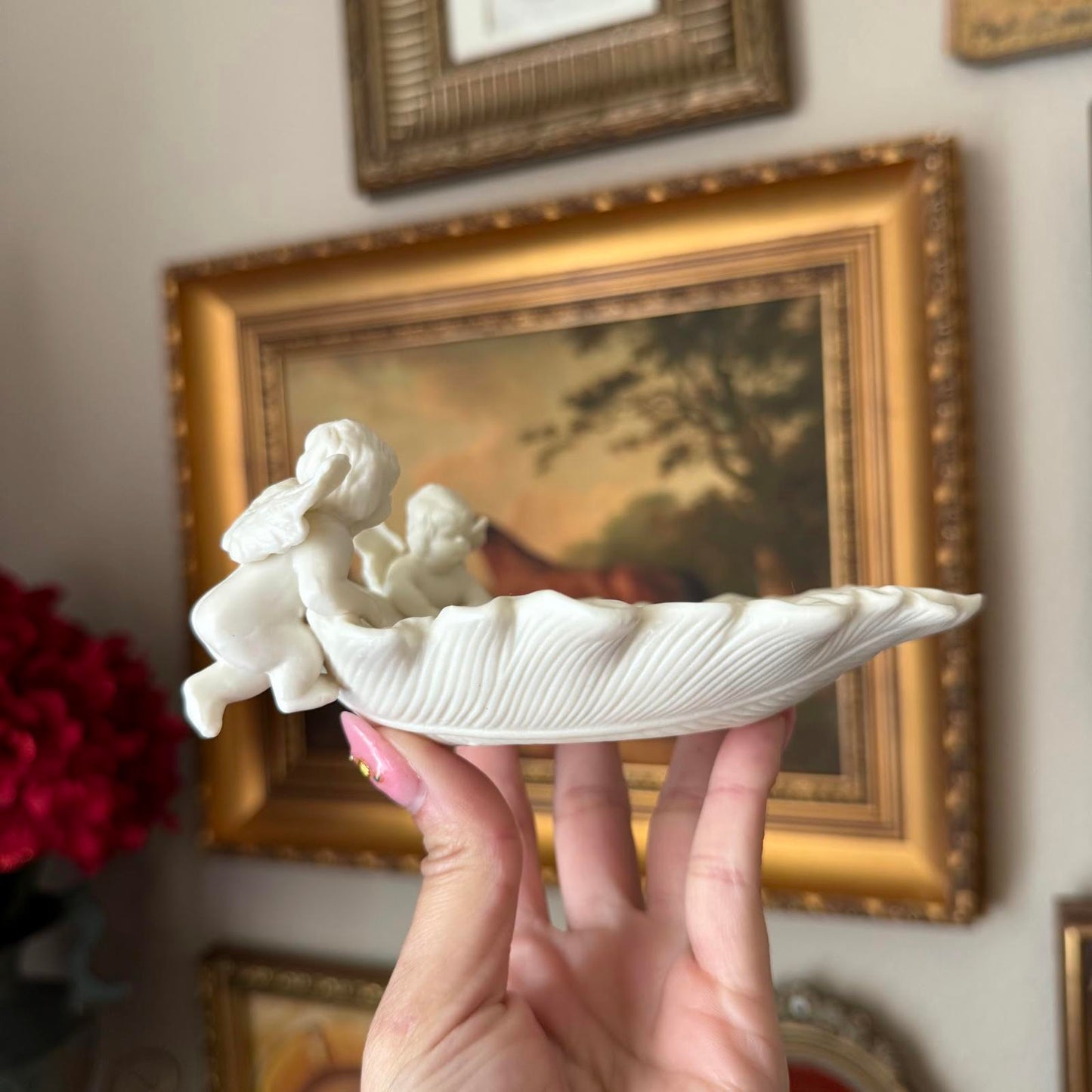 Vintage Cream Ceramic Cherub Soap Dish