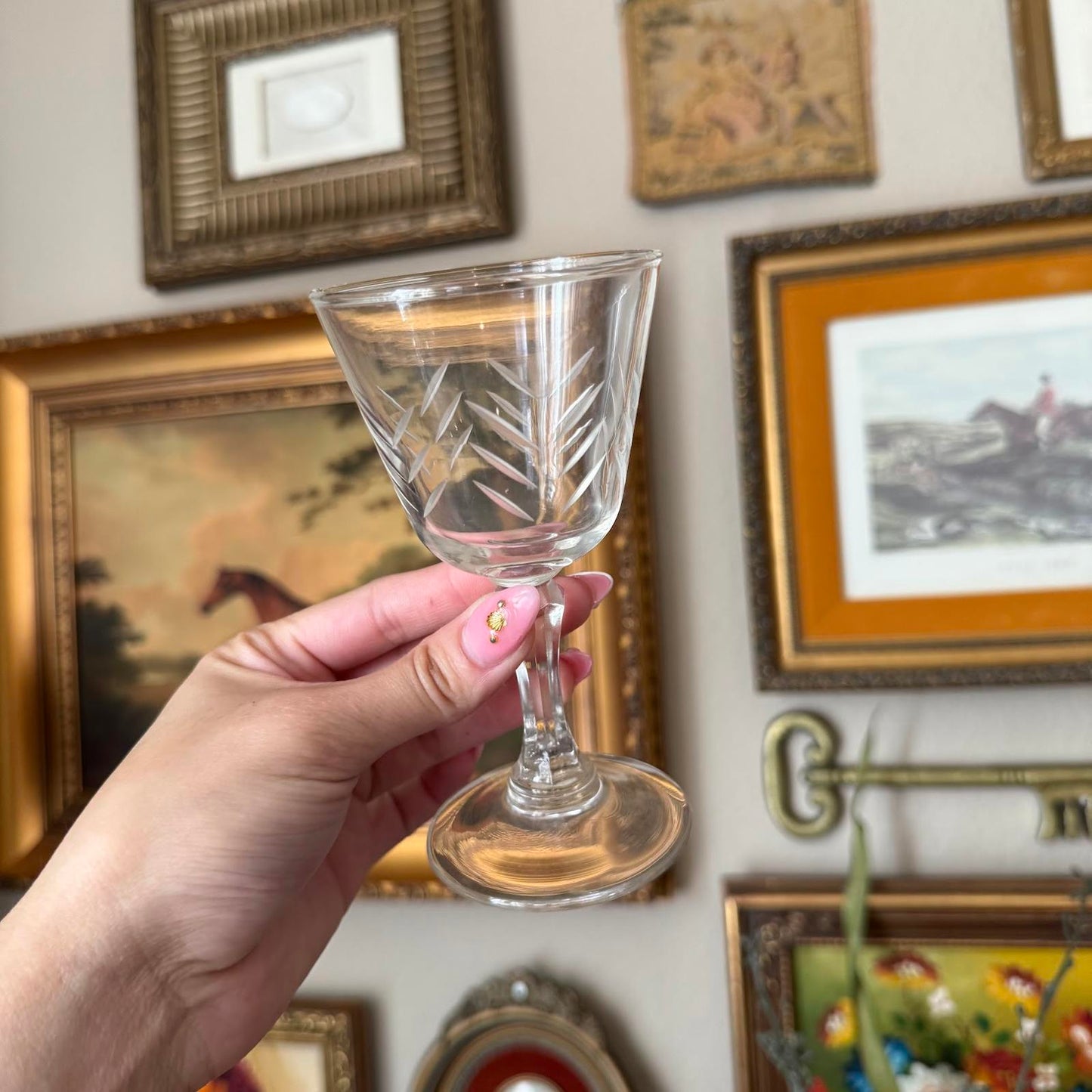 Vintage Etched Wine Glasses