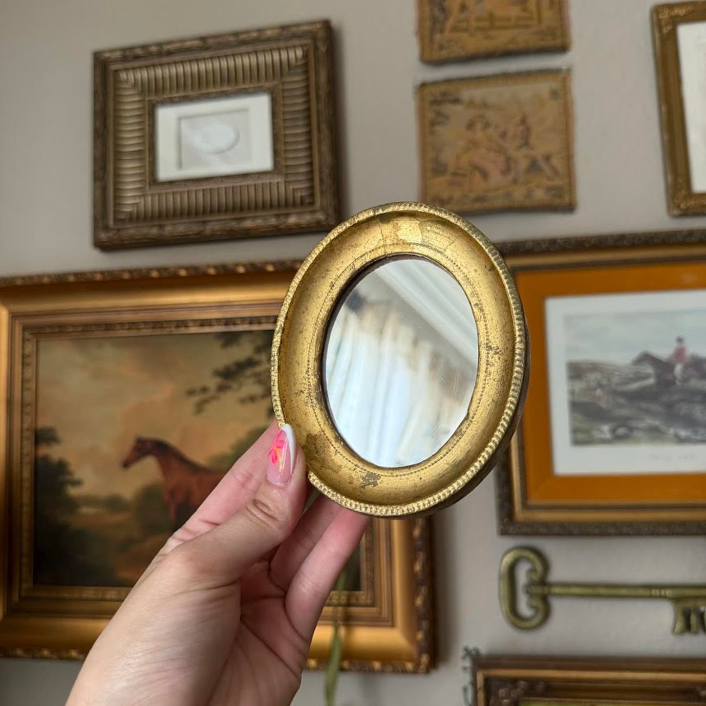 Vintage Gold Oval Mirror
