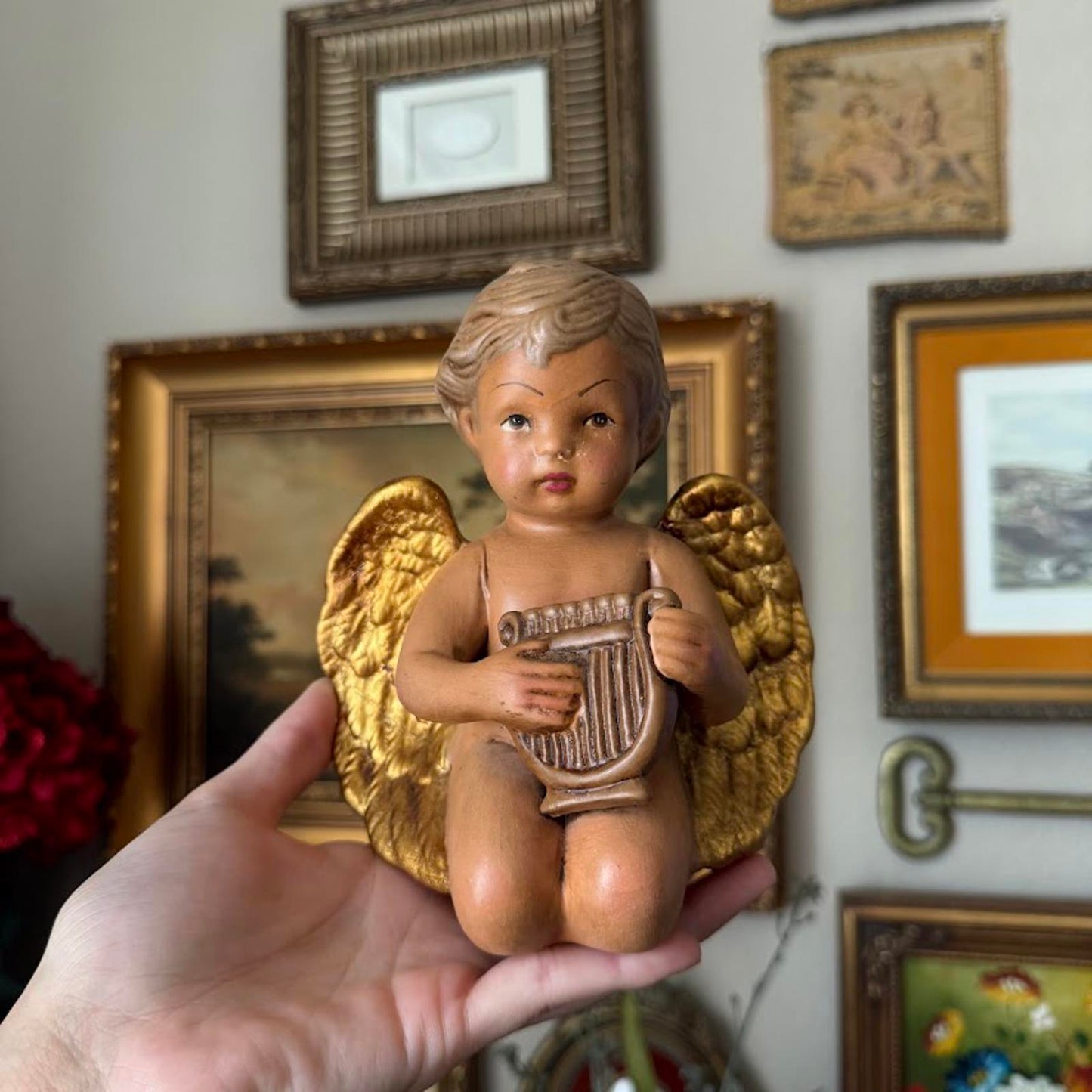 Vintage Hand-Painted Ceramic Cherub