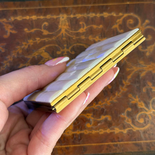 Vintage Mother of Pearl Gold Tone Compact