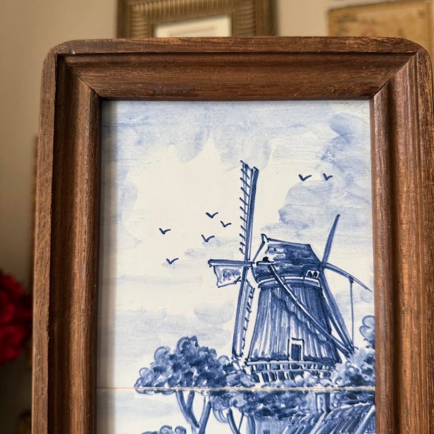 Vintage Delft Blue and White Tile Art