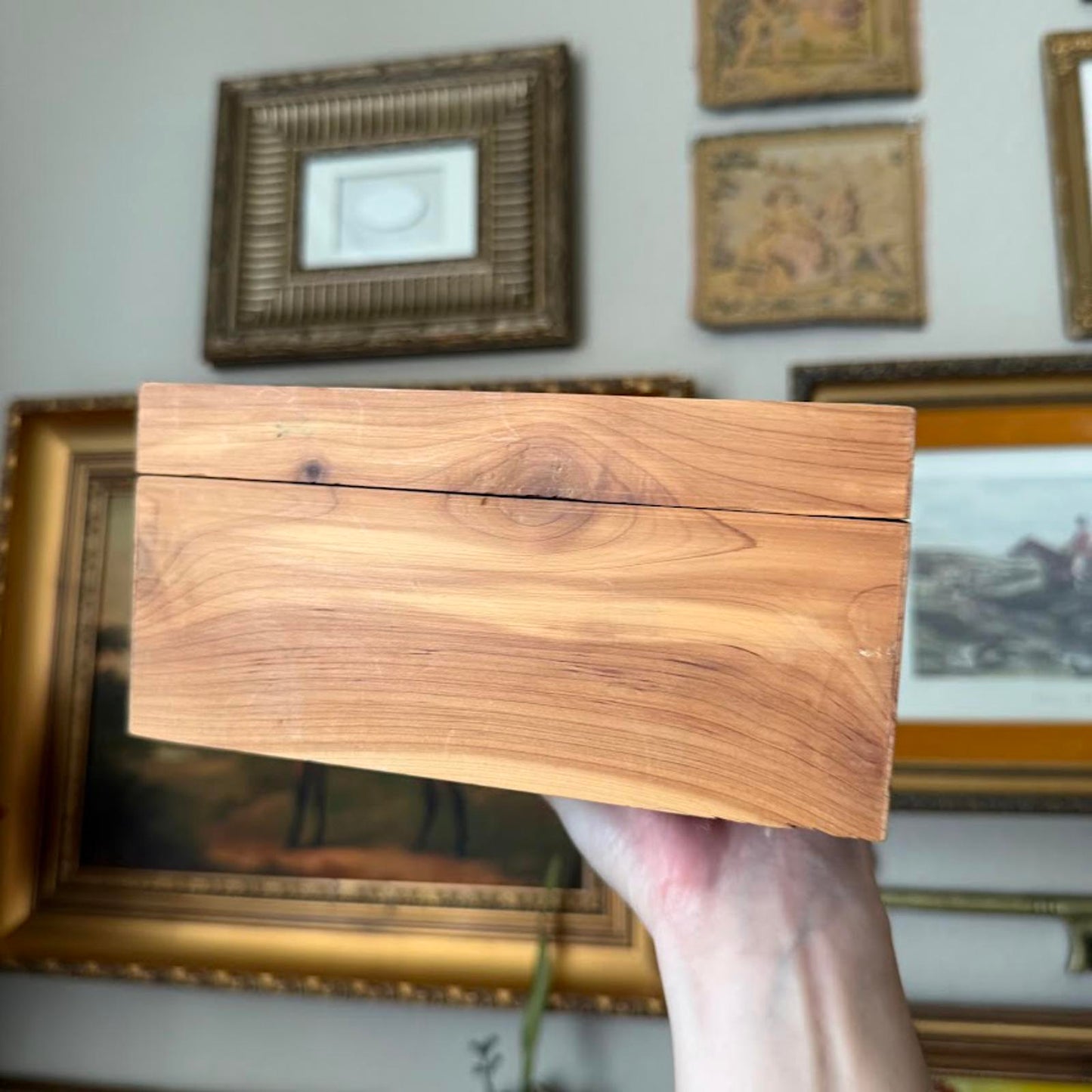Vintage Handmade Wooden Tile Box