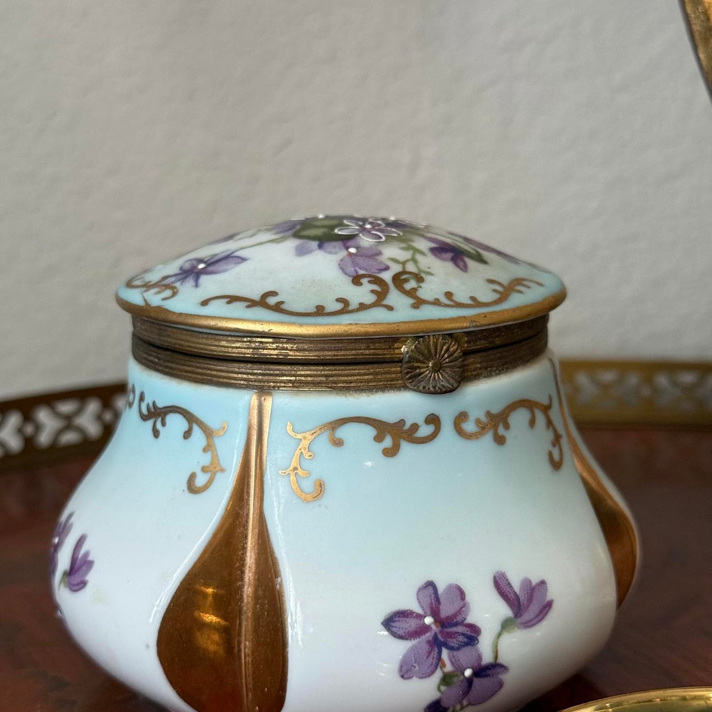 Vintage Hand-Painted Porcelain Floral Trinket Box