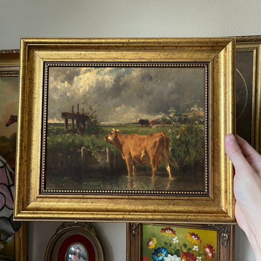 Vintage Inspired Cow scenery landscape art Print frame Gallery Wall