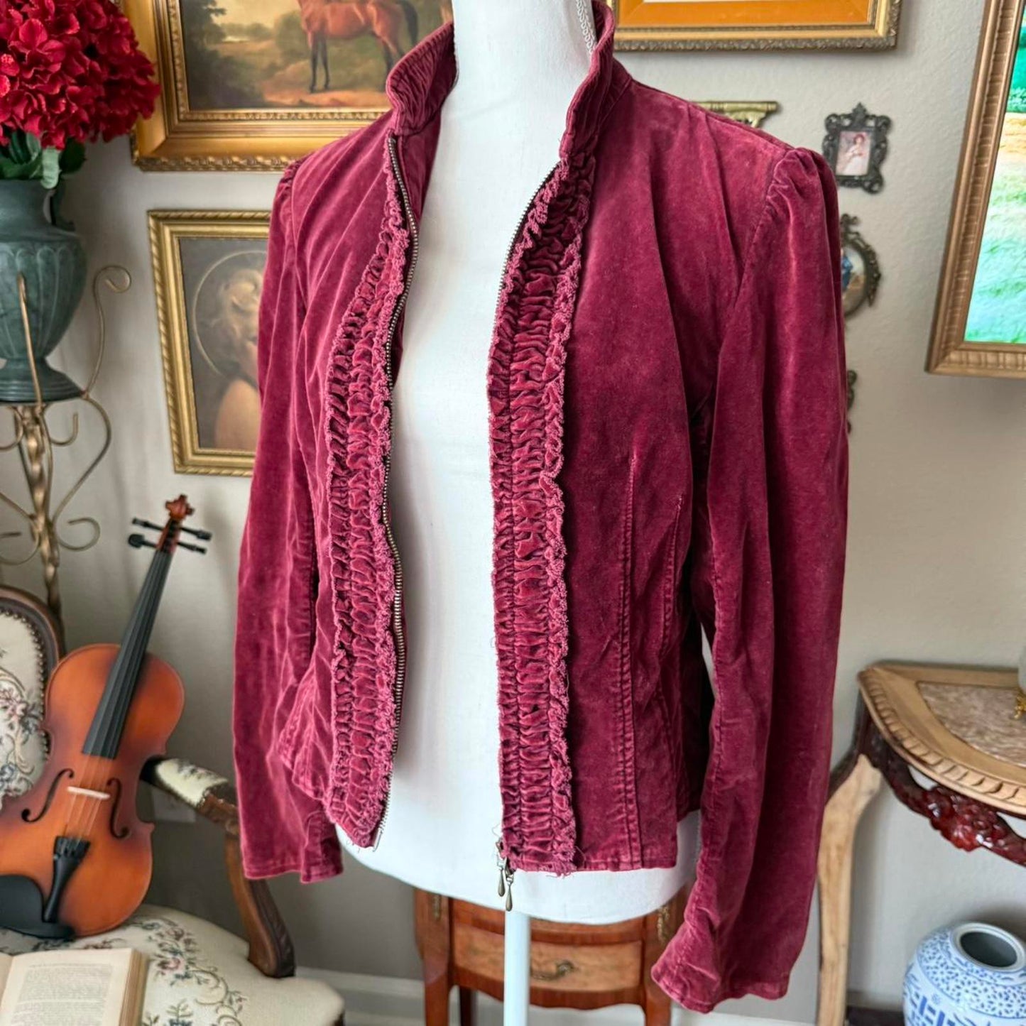 Express Women's Burgundy and Red Jacket