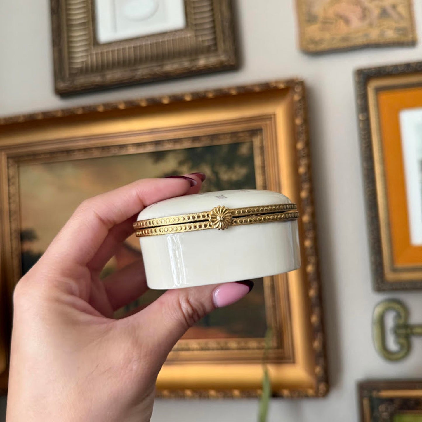 Vintage Lenox Petite Rose Hinged Porcelain Trinket Box