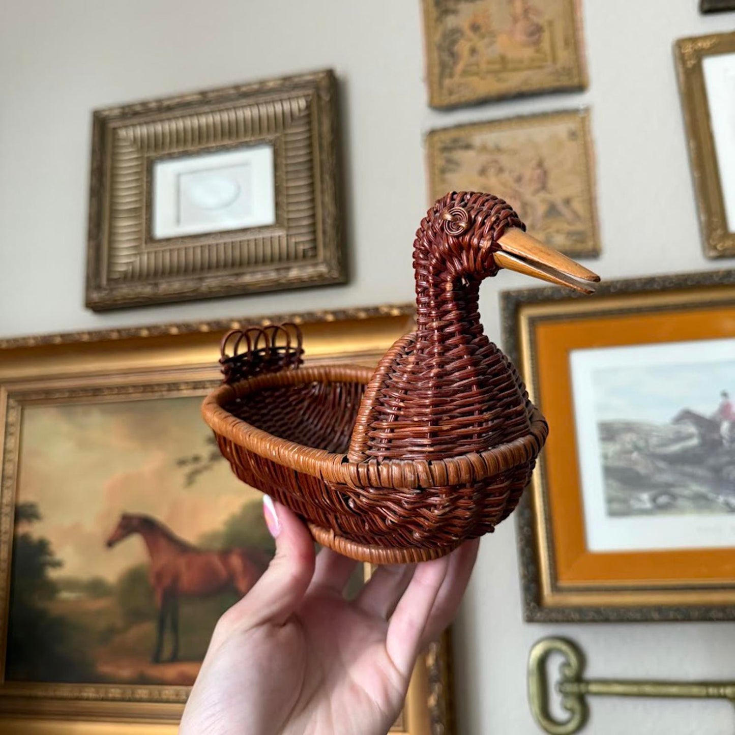 Vintage Wicker Duck Basket